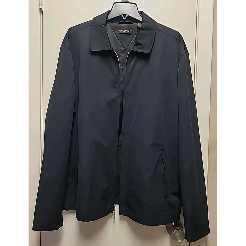 Lord & Taylor Metropolitan casual black zip-up collard  jacket men's Size XL‎